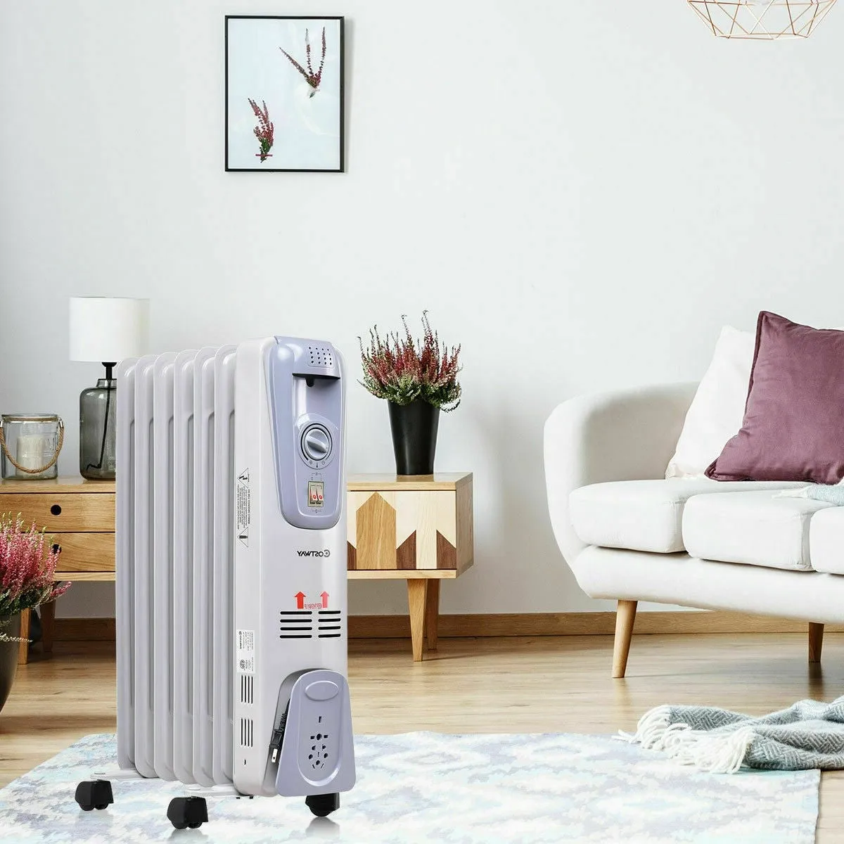 1500W Oil Filled Radiator Heater, Energy Efficient and Portable