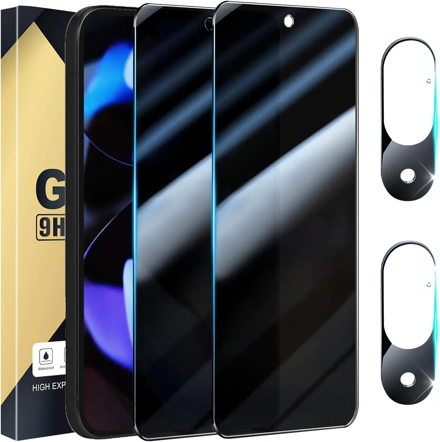 [2 2 Pack] Privacy Screen Protector Compatible with Pixel 9 5G, 2 Tempered Film   2 Camera Lens Glass - High Clarity - Bubble Free - Anti-Spy Protection - Anti-Shatter