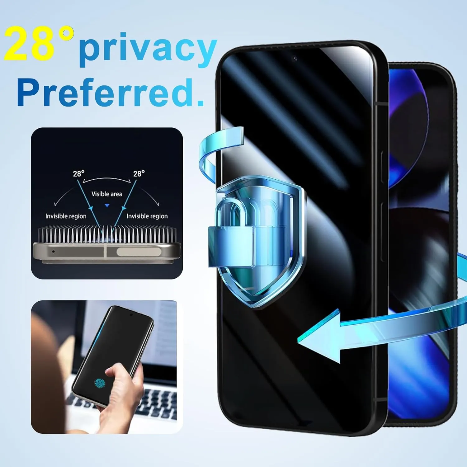 [2 2 Pack] Privacy Screen Protector Compatible with Pixel 9 5G, 2 Tempered Film   2 Camera Lens Glass - High Clarity - Bubble Free - Anti-Spy Protection - Anti-Shatter