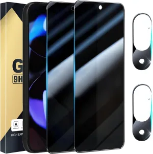 [2 2 Pack] Privacy Screen Protector Compatible with Pixel 9 5G, 2 Tempered Film   2 Camera Lens Glass - High Clarity - Bubble Free - Anti-Spy Protection - Anti-Shatter