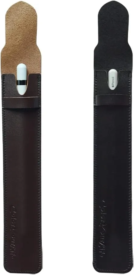 2-Pack PU Leather Cases Pouches Sleeves for Apple Pencil 1st 2nd Generation, Fountain Pen and Stylus (Black and Dark Brown)