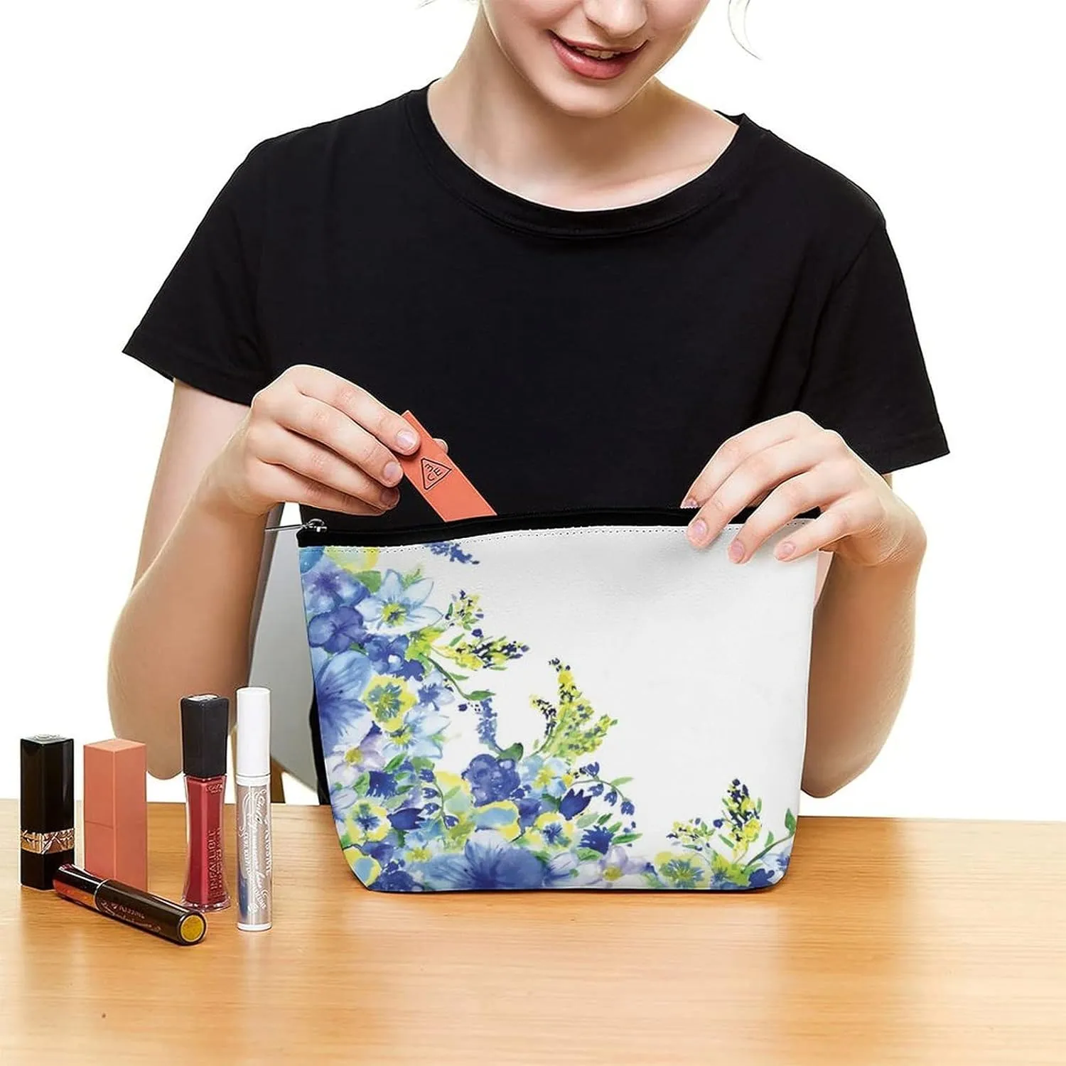 2024 Bowling,PU Leather Travel Makeup Bag,Bowling Retro Poster,Large Capacity Cosmetic Bags for Women,Waterproof Portable Pouch Toiletry Bag Make up Organizer,Multicolor