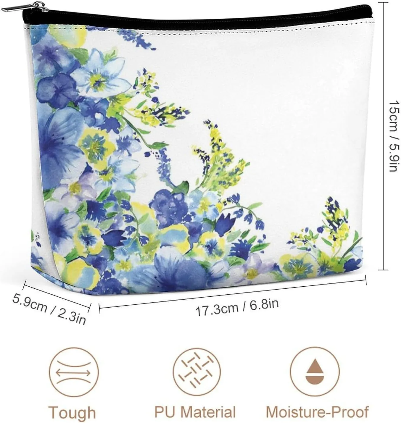 2024 Bowling,PU Leather Travel Makeup Bag,Bowling Retro Poster,Large Capacity Cosmetic Bags for Women,Waterproof Portable Pouch Toiletry Bag Make up Organizer,Multicolor