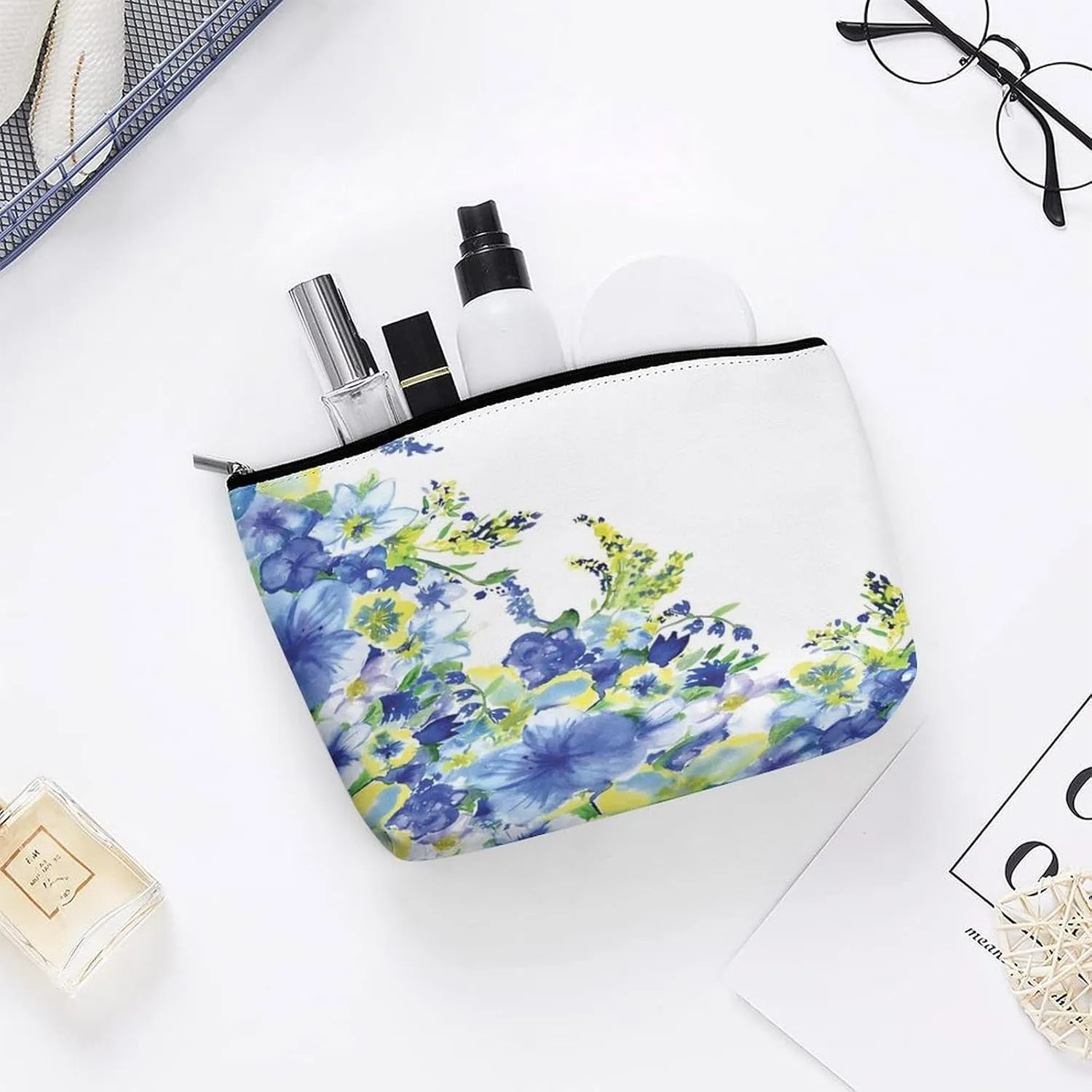 2024 Bowling,PU Leather Travel Makeup Bag,Bowling Retro Poster,Large Capacity Cosmetic Bags for Women,Waterproof Portable Pouch Toiletry Bag Make up Organizer,Multicolor