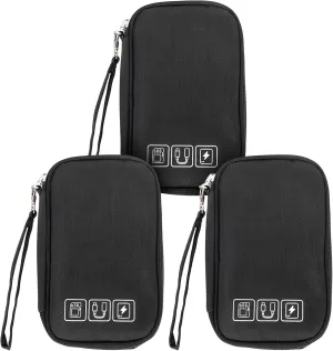 3 Pcs Cord Organizer Travel, Electronic Organizer Travel Case, Travel Cord Organizer Case, Waterproof Travel Cord Organizer Pouches, for Charger, Cable, Phone, Flash Drive