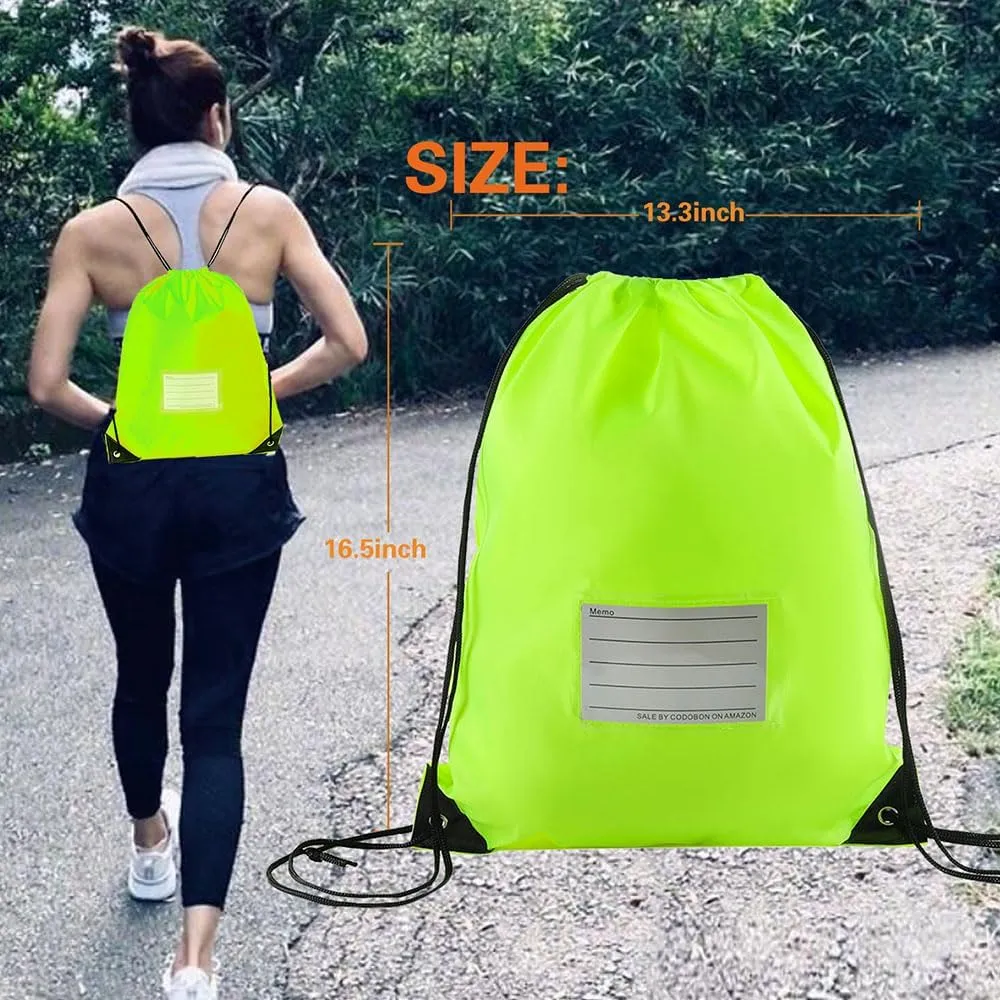 30 Pack Drawstring Bags,Bulk Draw String Backpack, Gym Sports Cinch Bag Sackpack for Women Men, Fluorescent Green