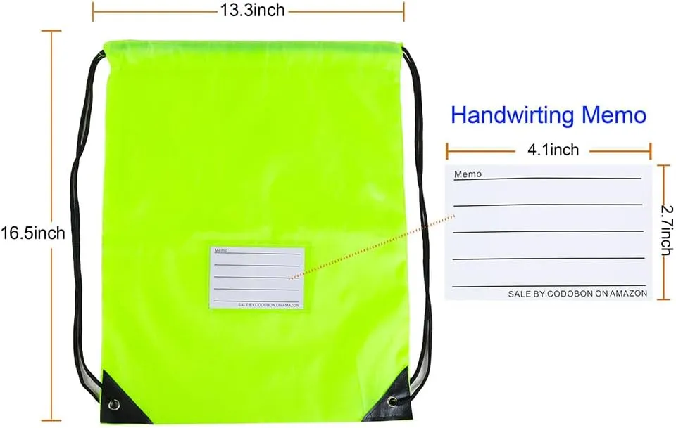 30 Pack Drawstring Bags,Bulk Draw String Backpack, Gym Sports Cinch Bag Sackpack for Women Men, Fluorescent Green