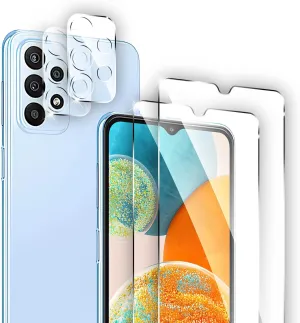 4 Pack Screen Protector for Samsung Galaxy A23 5G/4G 6.6 inch - 2 Pack Tempered Glass Screen Protector and 2 Pack Camera Lens Protector - Shatter Proof- HD Clarity