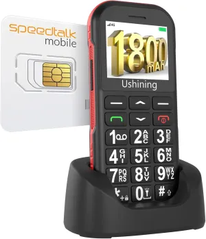 4G LTE Unlocked Senior Cell Phone with Speed Talk SIM Card 1800mAh Seniors Feature Phone Type-C Charger Basic Phone for Elderly Unlocked Feature Cell Phone with Charging Dock(Black)