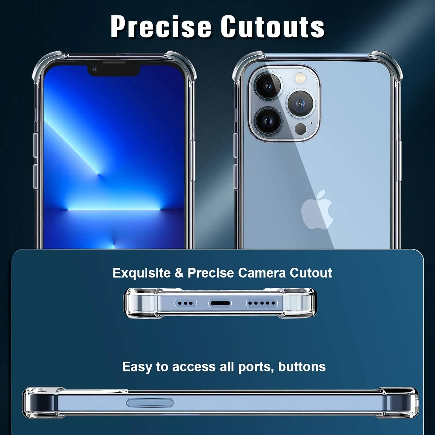 5 in 1 Clear Case for iPhone 13, with 2 Pack 9H Hardness HD Tempered Glass Screen Protector   2 Pack Camera Lens Protector, Crystal Phone Case & Non-Yellowing for iPhone 13 6.1"