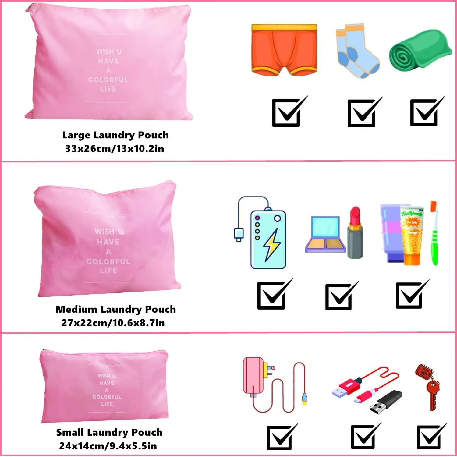 6 Pack Packing Cubes for Suitcases, Luggage Organizer, Travel Bag Organizer Storage Bags, Travel Cubes Compression (Pink)