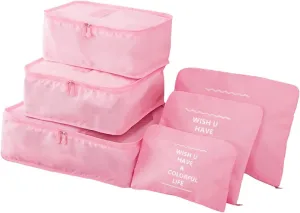 6 Pack Packing Cubes for Suitcases, Luggage Organizer, Travel Bag Organizer Storage Bags, Travel Cubes Compression (Pink)