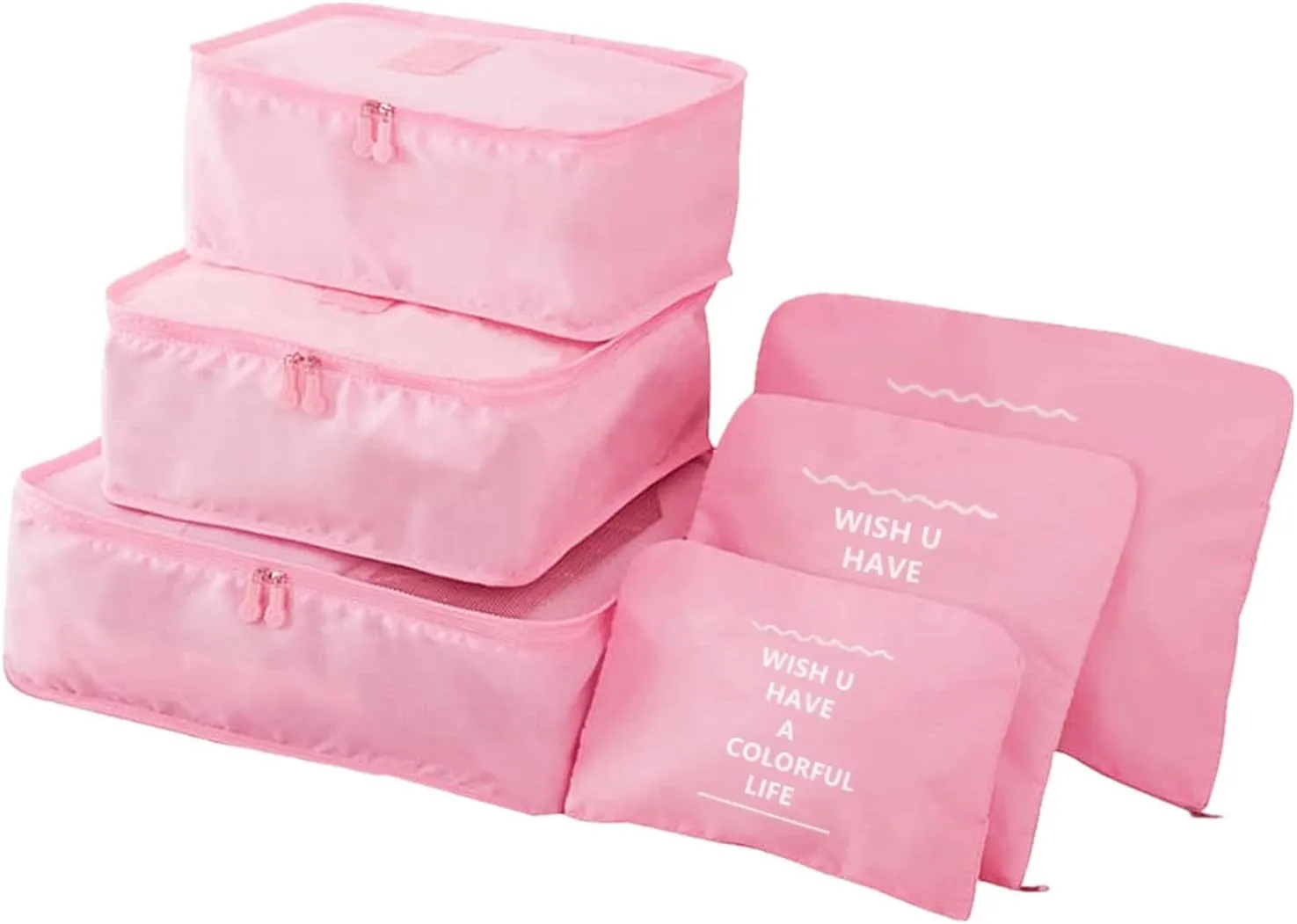 6 Pack Packing Cubes for Suitcases, Luggage Organizer, Travel Bag Organizer Storage Bags, Travel Cubes Compression (Pink)