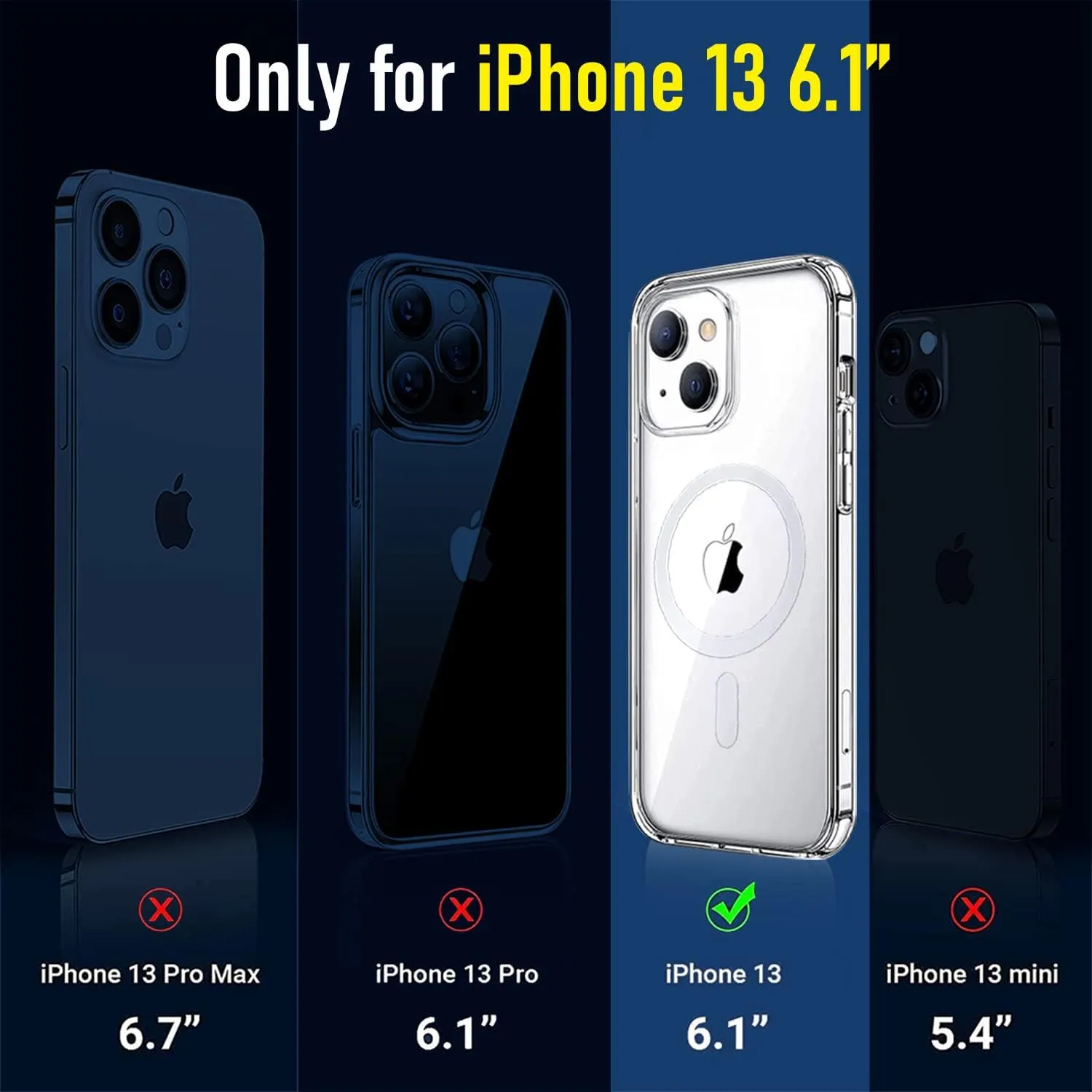 [7 in 1 Defender iPhone 13 Magnetic Case 6.1 Inch   2 Pack Tempered Glass Screen Protector   2 Pack Camera Lens Protector [Military Grade Protection]   Phone Stand, Clear Shockproof Slim Thin