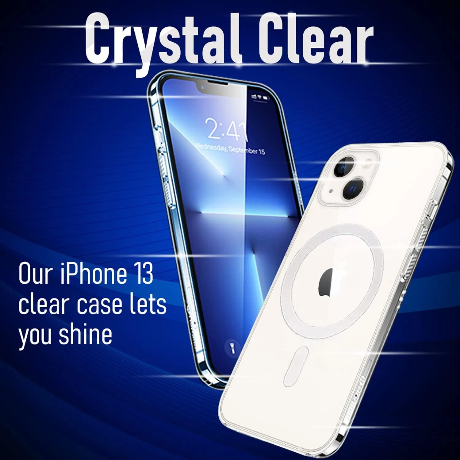 [7 in 1 Defender iPhone 13 Magnetic Case 6.1 Inch   2 Pack Tempered Glass Screen Protector   2 Pack Camera Lens Protector [Military Grade Protection]   Phone Stand, Clear Shockproof Slim Thin