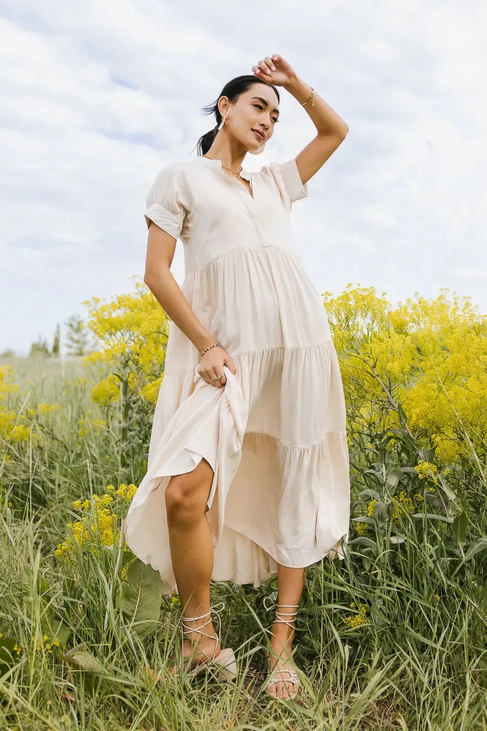 Amanda Tiered Dress in Cream