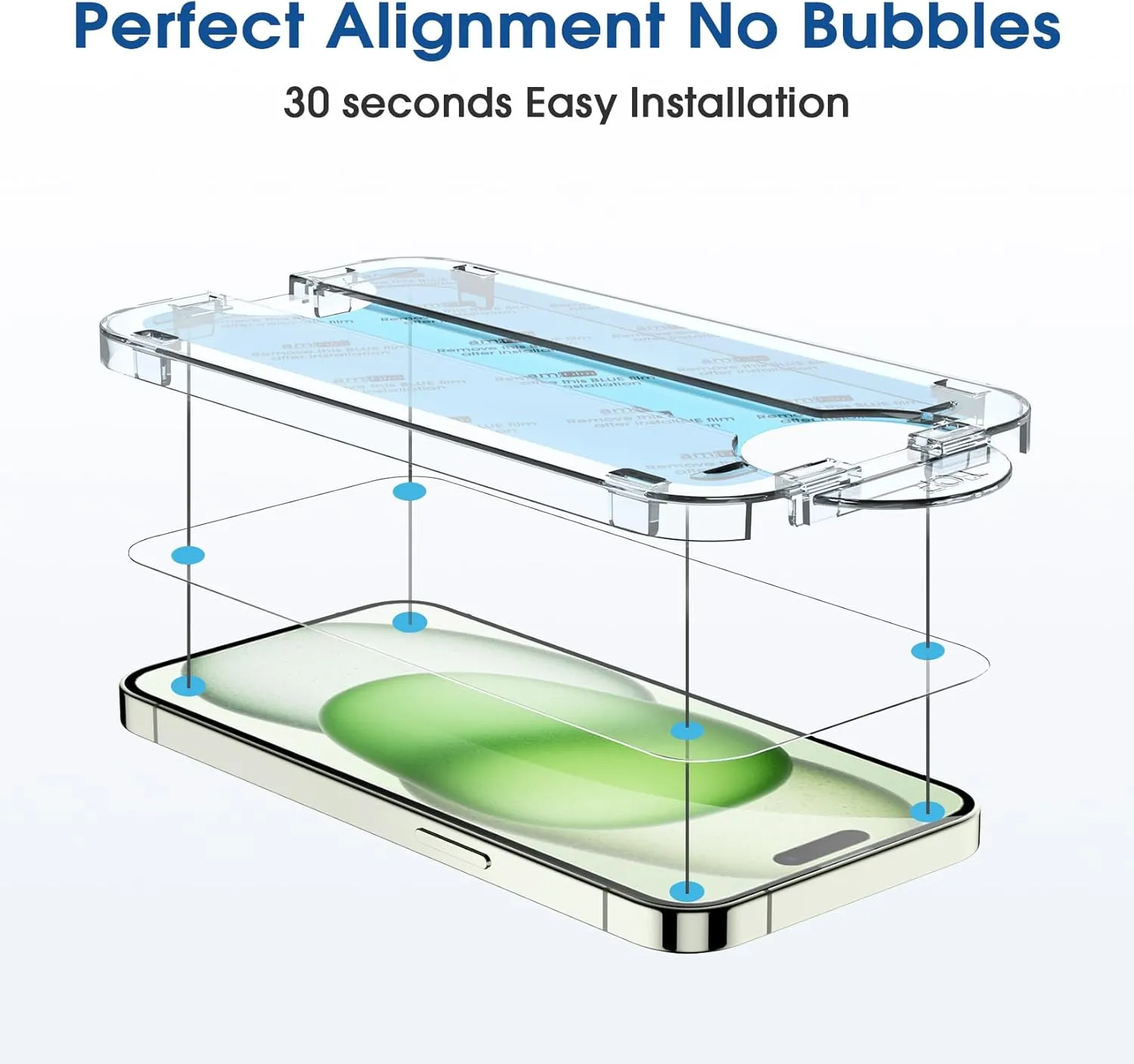 amFilm OneTouch 2 2 Pack for iPhone 15 Plus 6.7" Screen Protector Tempered Glass with Camera Lens Protector, Easiest Premium Installation Kit, Bubble Free, Case Friendly, 9H Hardness, Anti-Scratch