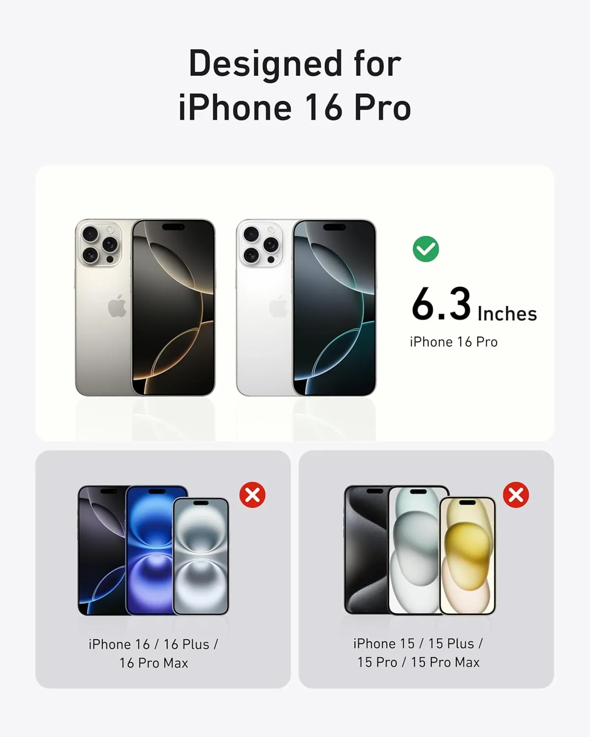 Anker HD Screen and Lens Protectors for iPhone 16 Pro (2-Pack), 6.3-Inch Ultra-Thin, Durable, and Clear Tempered Glass, Fast and Easy Installation, Scratch and Impact Resistant, 12-Month Warranty