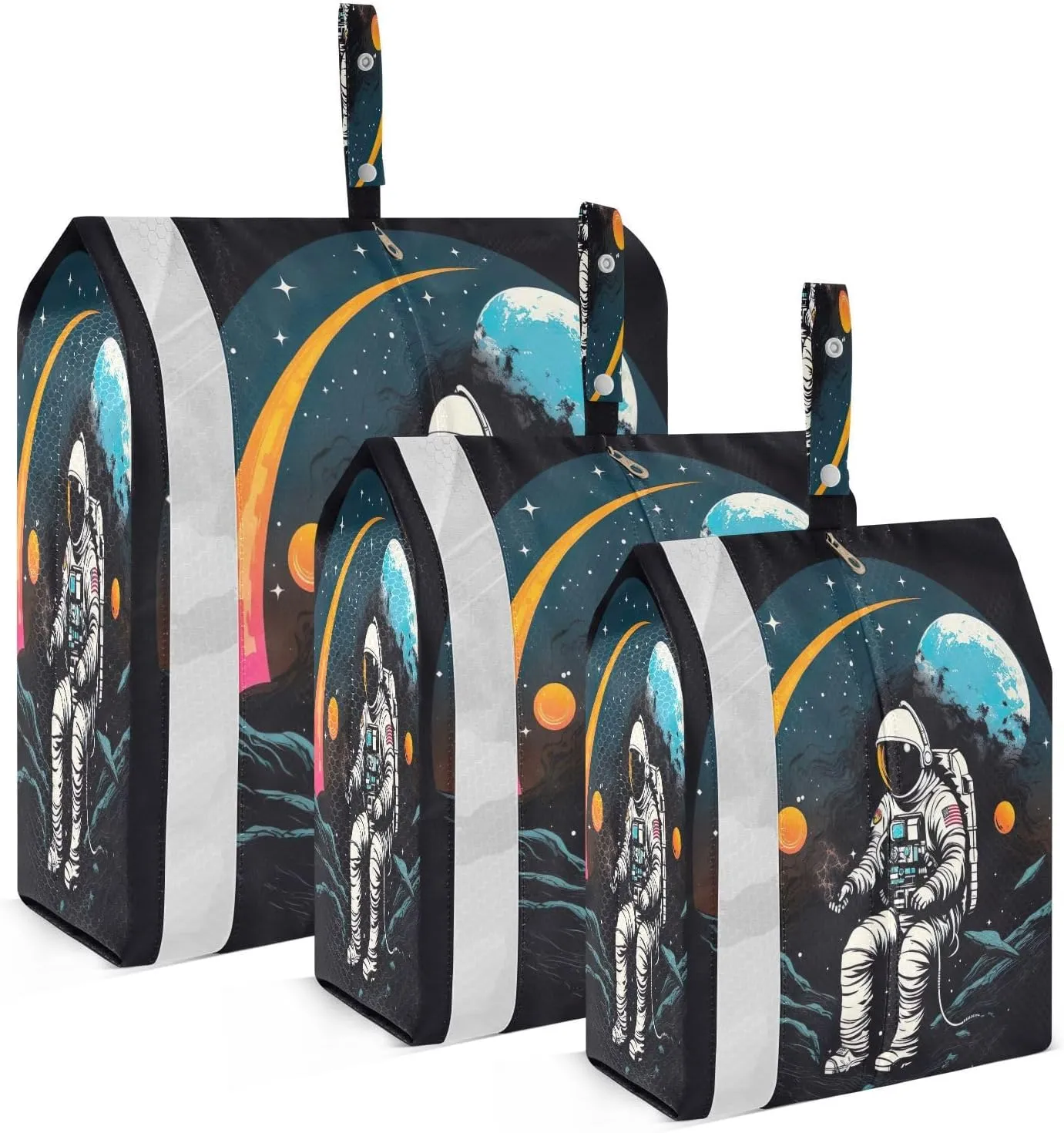 Astronaut Space Moon Universe Compression Packing Cubes Suitcase Organizer Bags Set for Travel Cubes for Carry on Suitcases