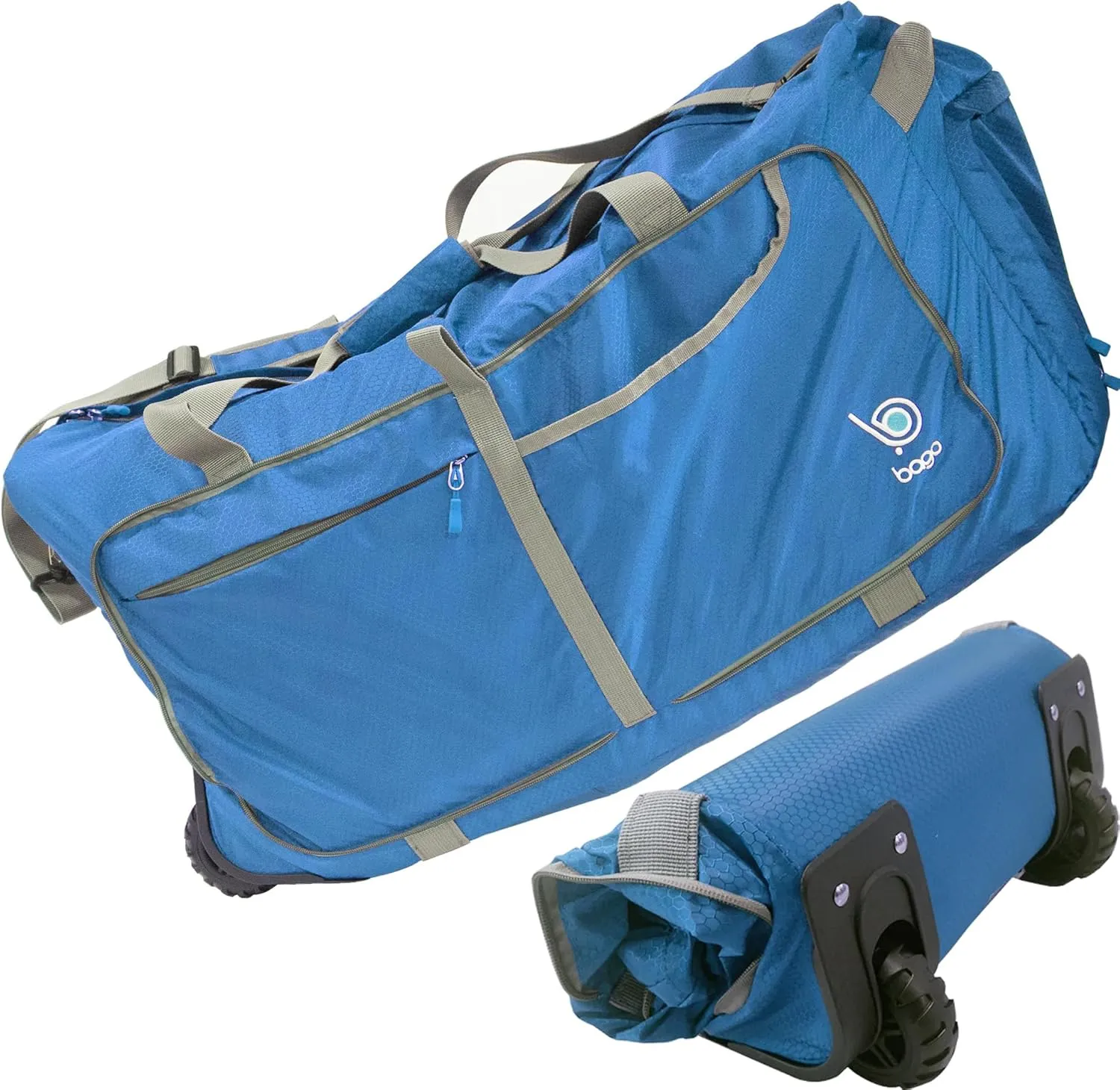 Bago Rolling Duffle Bag with Wheels - 27" 80L Foldable Weekender Bag, Waterproof Travel Duffel Bag, Heavy Duty lightWeight Duffle Bag for Traveling, Rolling Duffel Bag with Wheels (Blue2023)