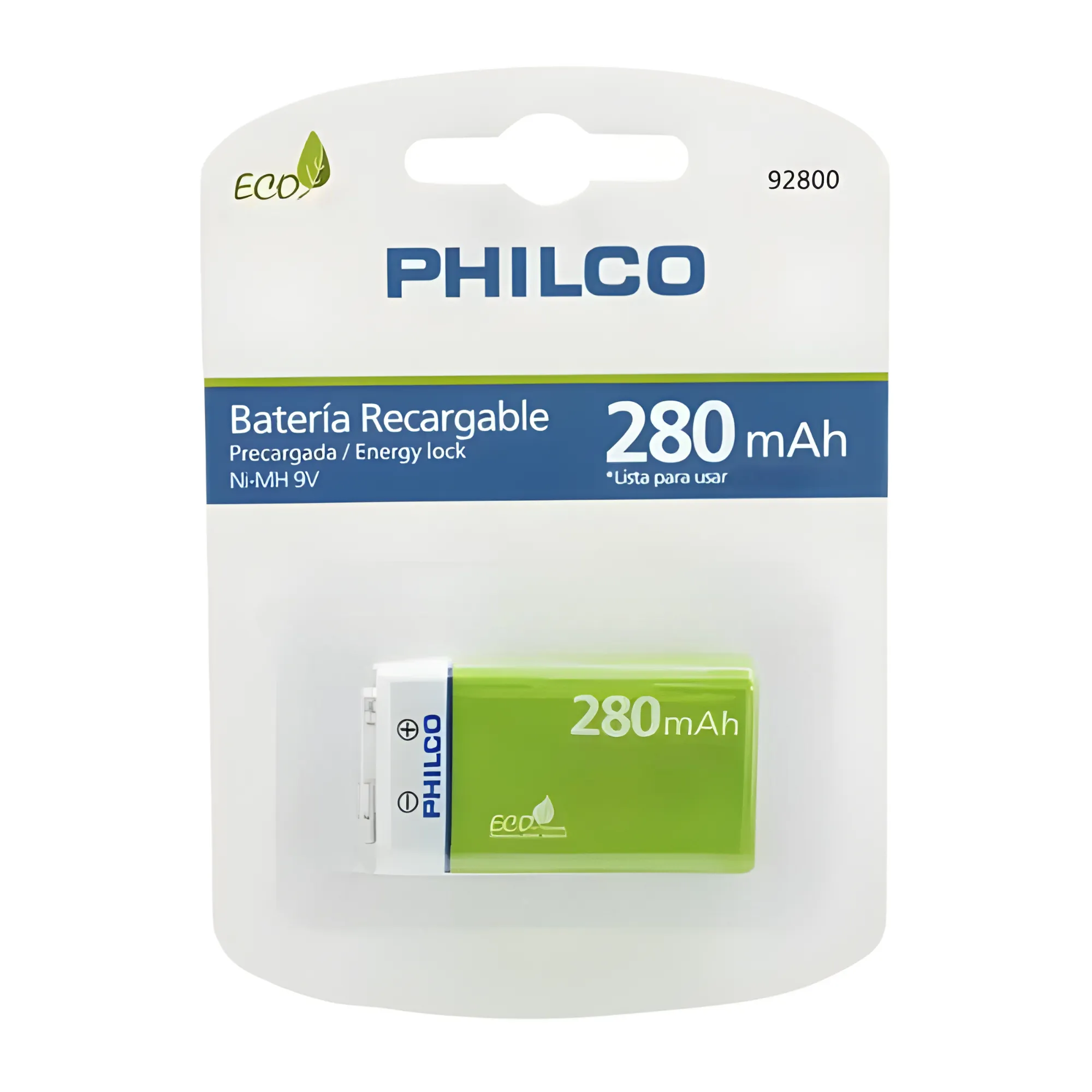 Batera 9V Recargable 280 mAH  Philco Eco Friendly Edition