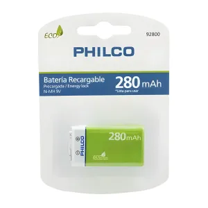 Batera 9V Recargable 280 mAH  Philco Eco Friendly Edition