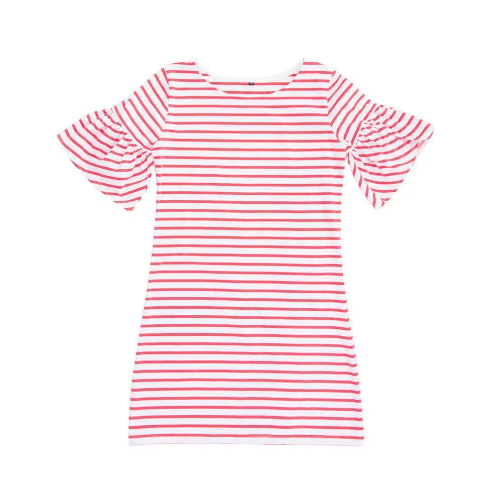 Bell Sleeve Stripe Cotton Dress