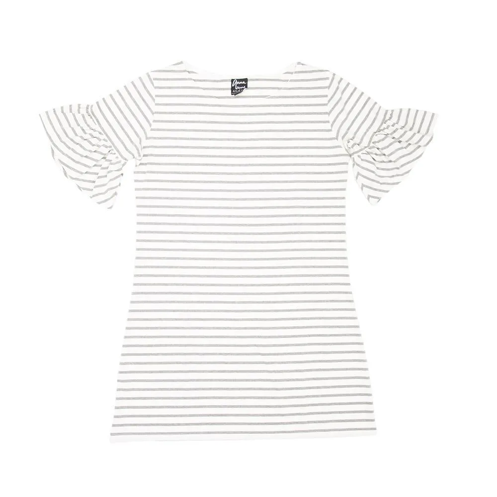 Bell Sleeve Stripe Cotton Dress
