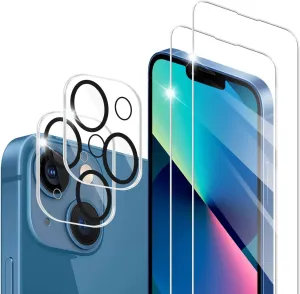 BIGFACE Compatible with iPhone 13 Mini Screen Protector   Camera Lens Protectors, [2   2 Pack] Premium HD Clear Tempered Glass, Anti-Bubble 3D Curved Accuracy Film for iPhone 13 Mini(5.4 Inch)