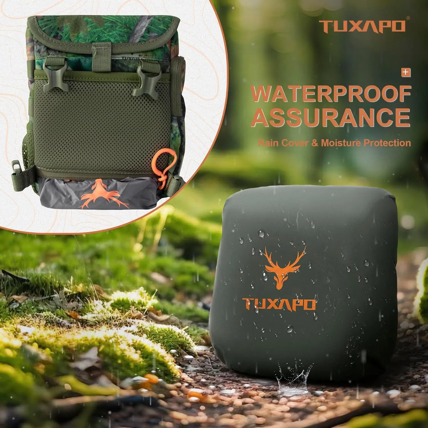 Binocular Harness Chest Pack with Rangefinder Pouch Rain Cover Bino Case for Hunting Hiking Shooting