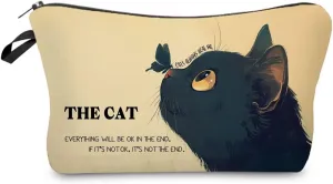 Black Cat Makeup Bag Small Organizer Bag Toiletry Zipper Pouch Cats Always Heal Me Cosmetic Bag Present for Cat Lovers Cat Mom Women Friends