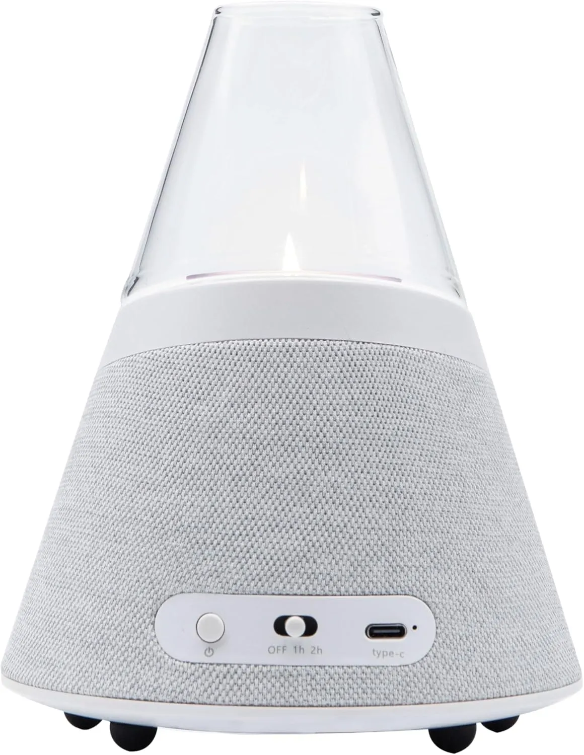 BLUEMAN Portable Bluetooth Speaker with Candle Holders, White Noise,TWS Pairing, Real Clear Glass Cover, Artistic Speaker (White Gray)