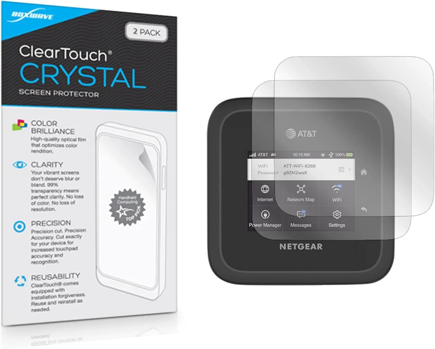 BoxWave Screen Protector Compatible with Netgear Nighthawk M6 Mobile Hotspot (MR6110) - ClearTouch Crystal (2-Pack), HD Film Skin - Shields from Scratches