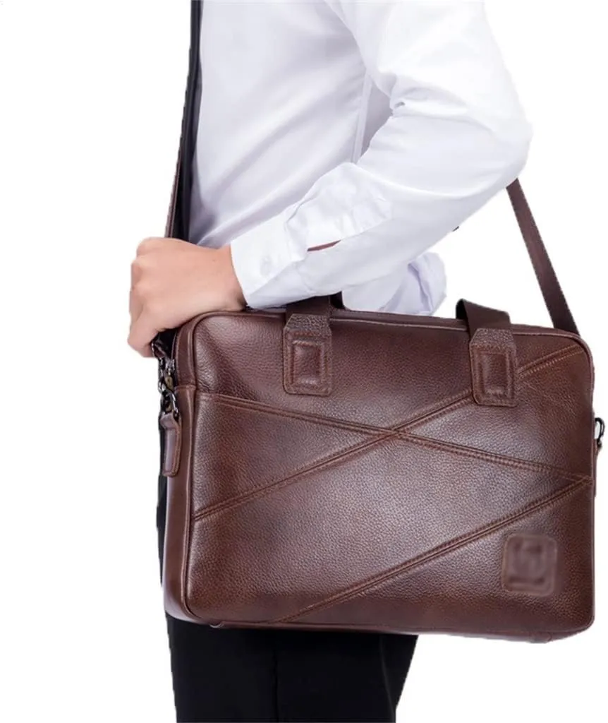 Briefcase Men's Leather Business Handbag Shoulder Crossbody Bag Leisure Computer Bag