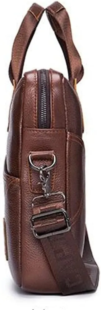 Briefcase Men's Leather Business Handbag Shoulder Crossbody Bag Leisure Computer Bag