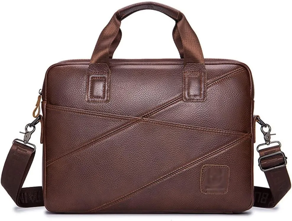 Briefcase Men's Leather Business Handbag Shoulder Crossbody Bag Leisure Computer Bag