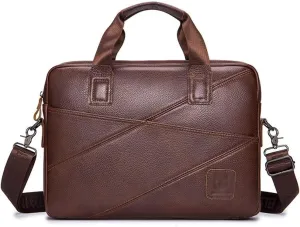 Briefcase Men's Leather Business Handbag Shoulder Crossbody Bag Leisure Computer Bag