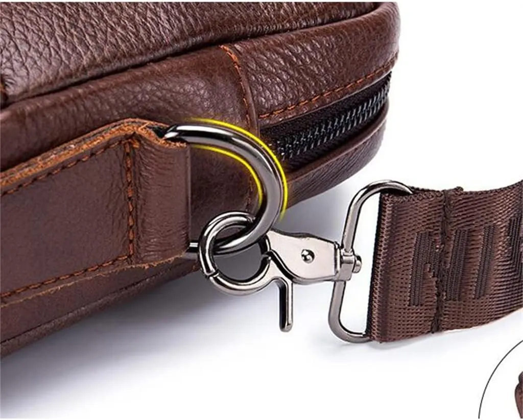 Briefcase Men's Leather Business Handbag Shoulder Crossbody Bag Leisure Computer Bag