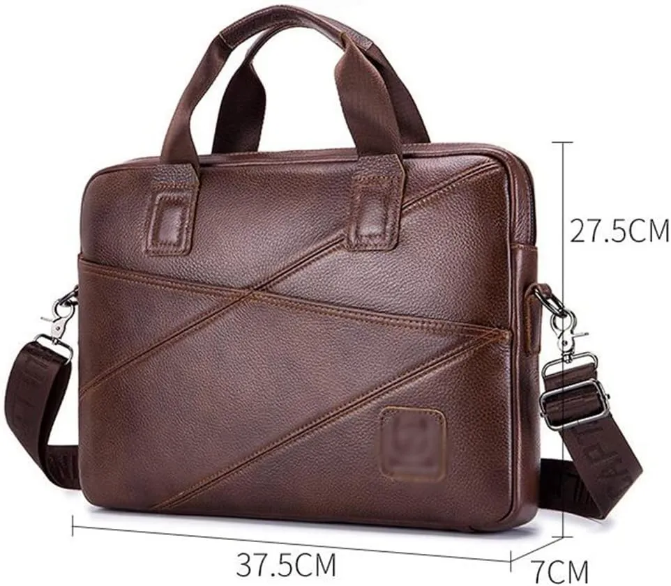 Briefcase Men's Leather Business Handbag Shoulder Crossbody Bag Leisure Computer Bag