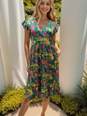 Bring on the Sunshine Floral Dress in Curvy