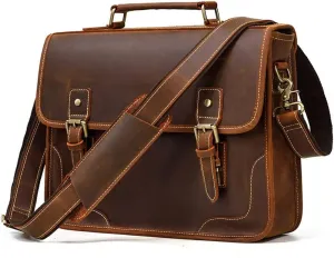 British Retro Handbag Men's Business Briefcase Layer Cowhide Shoulder Crossbody Bag