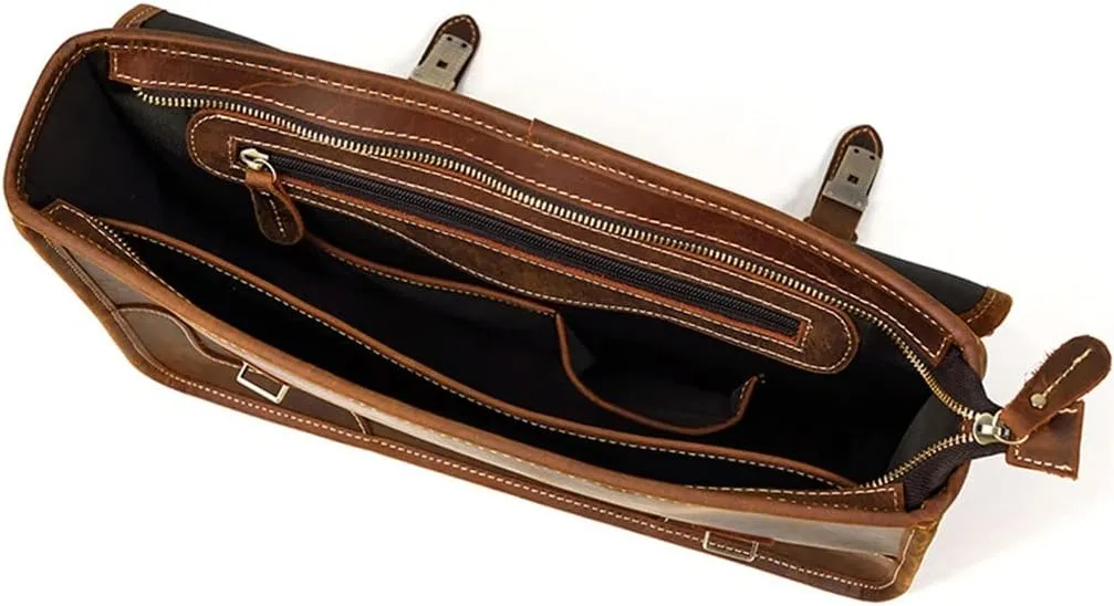 British Retro Handbag Men's Business Briefcase Layer Cowhide Shoulder Crossbody Bag