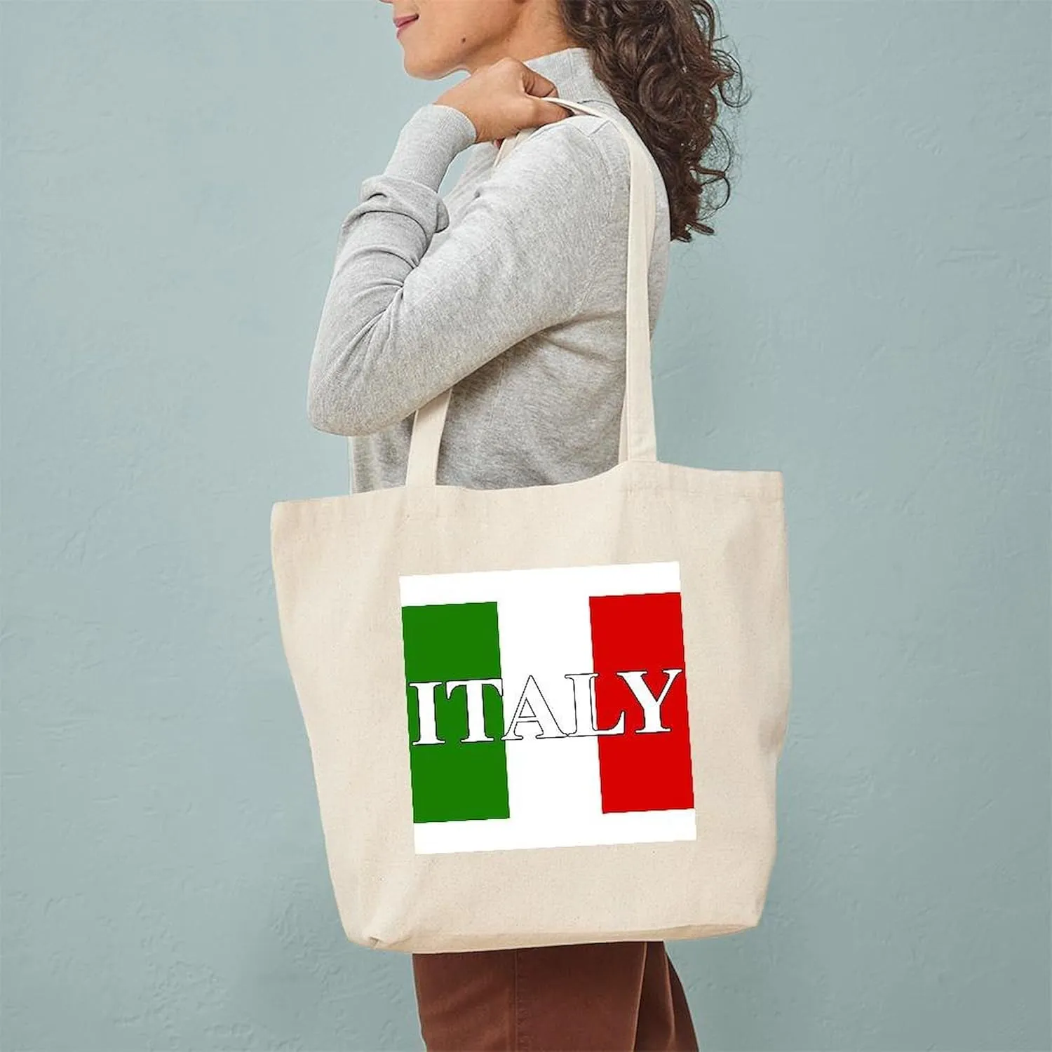 CafePress Italy Tote Bag Natural Canvas Tote Bag, Reusable Shopping Bag