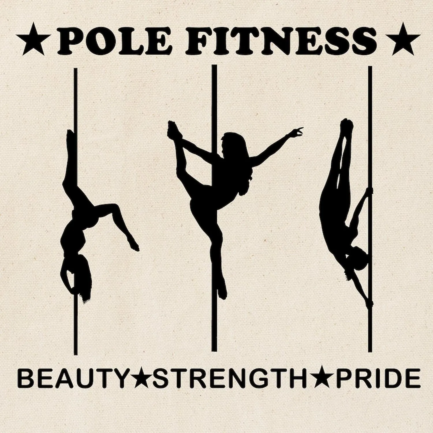 CafePress Pole Fitness Beauty Strength Pride Black Tote Bag Natural Canvas Tote Bag, Reusable Shopping Bag