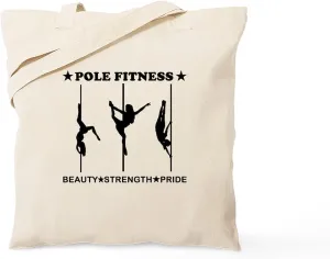 CafePress Pole Fitness Beauty Strength Pride Black Tote Bag Natural Canvas Tote Bag, Reusable Shopping Bag
