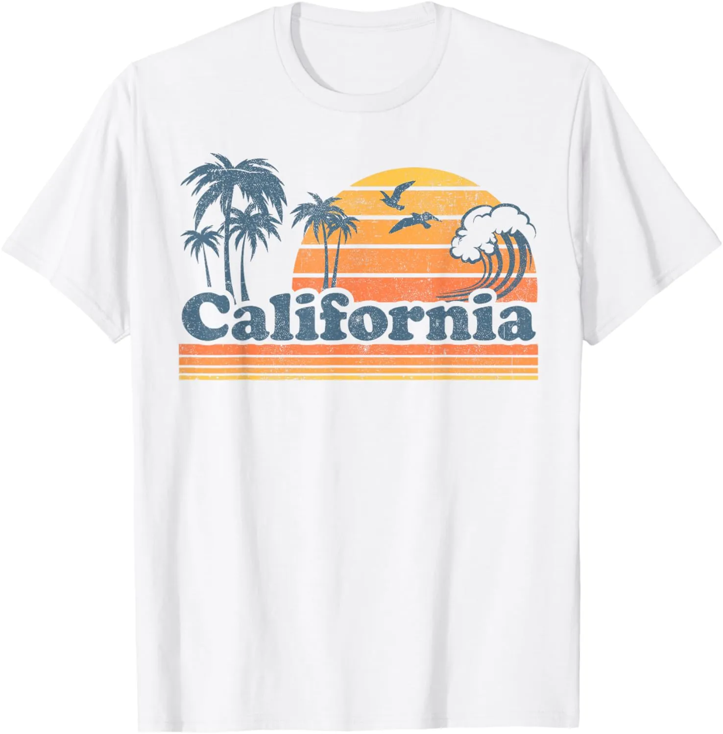 California Vacation Sunset Cute Cali 70s Vintage Retro Beach T-Shirt
