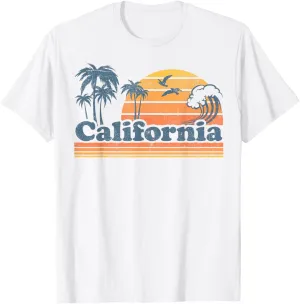 California Vacation Sunset Cute Cali 70s Vintage Retro Beach T-Shirt
