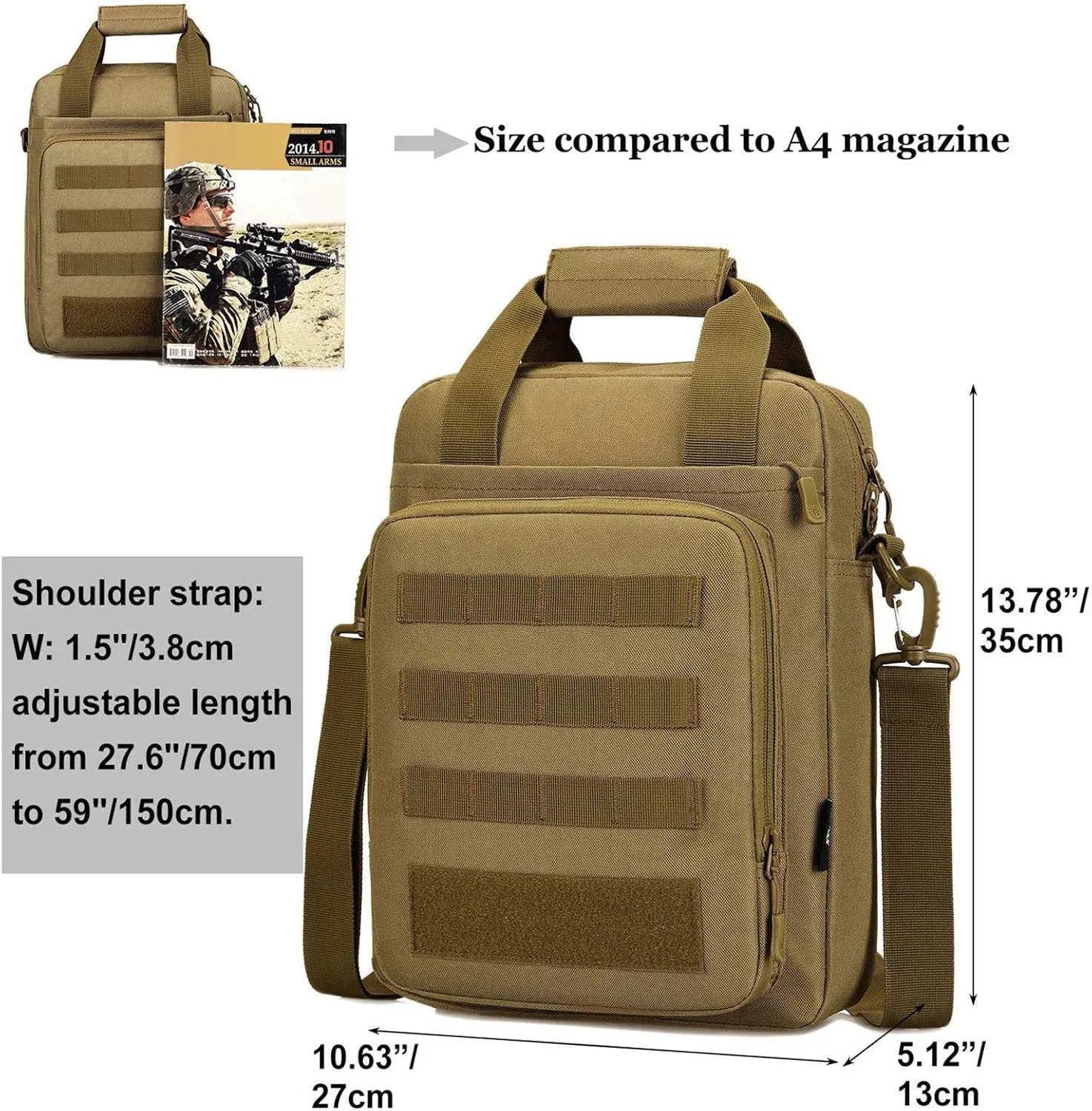 CamGo Tactical Briefcase Heavy Duty Military Shoulder Messenger Bag Lightweight Mens Handbag