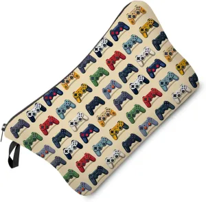 Cartoon Gamepad Makeup Bag Gamepad Pattern Small Cute Organizer Bag Zipper Pouch Video Game Controller Print Cosmetic Bag Present for Game Lovers Players Women Friends