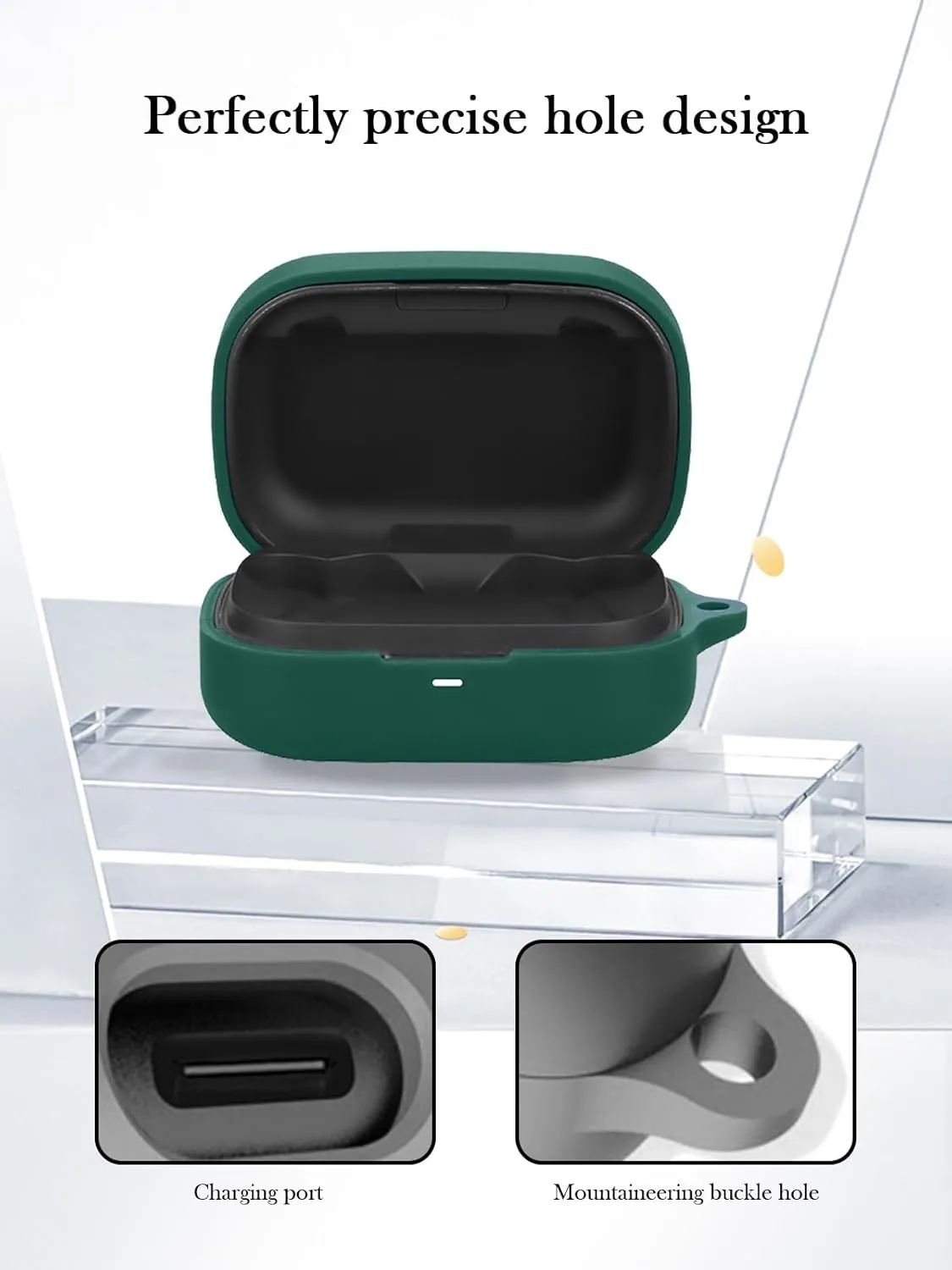 Case for B&O Beoplay Eleven True Wireless Bluetooth Earphones,Soft Protective,BOVUGAC Silicone Case Cover with Keychain & Cleaning Kit & Lanyard for Bang & Olufsen Beoplay Eleven Earbuds-Green